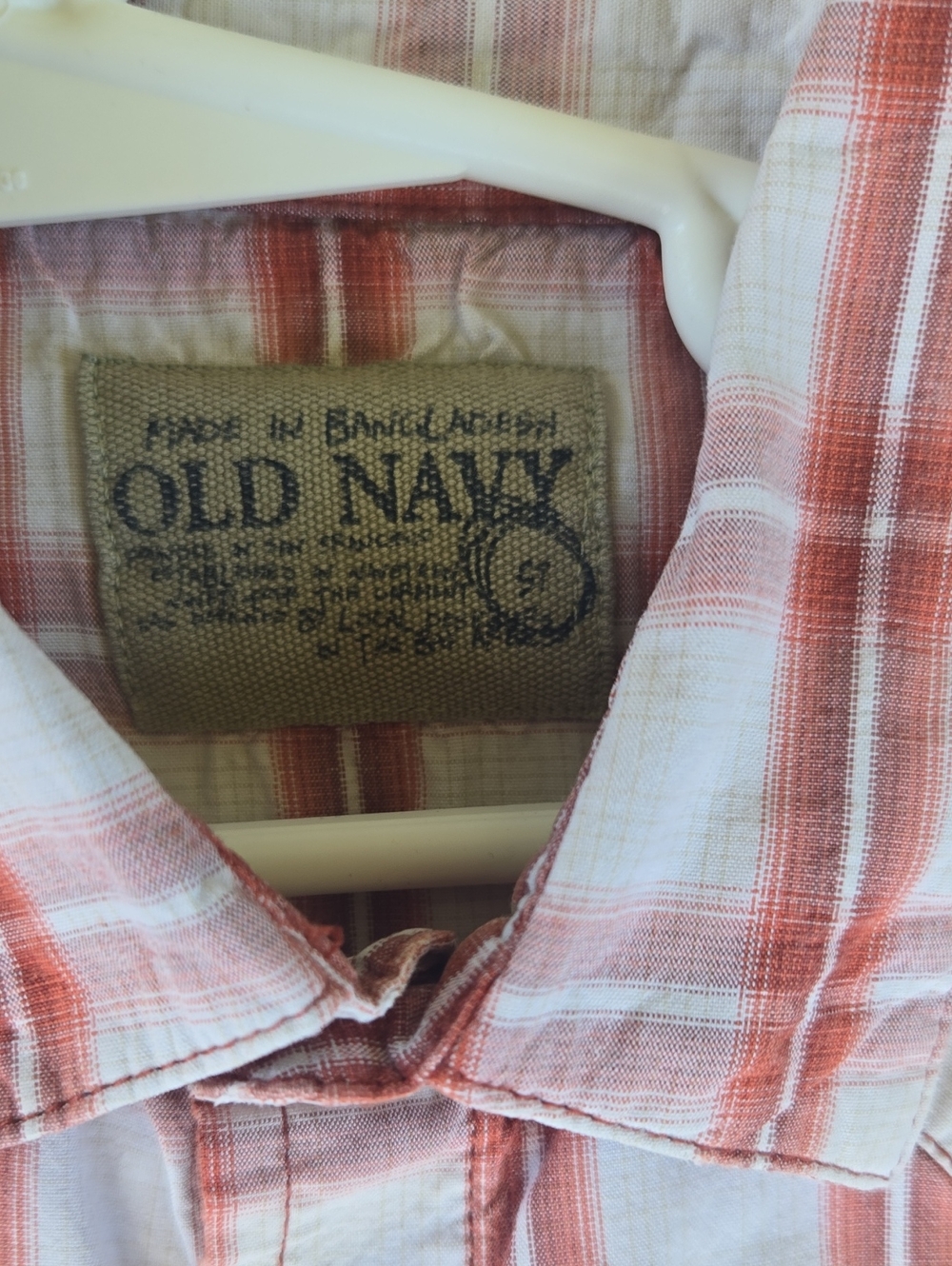 Old Navy Pink and White Plaid Button-Down Shirt - Picture 2 of 3